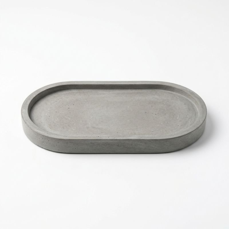 Bandeja Decorativa Ovalada de Cemento Pulido para Accesorios