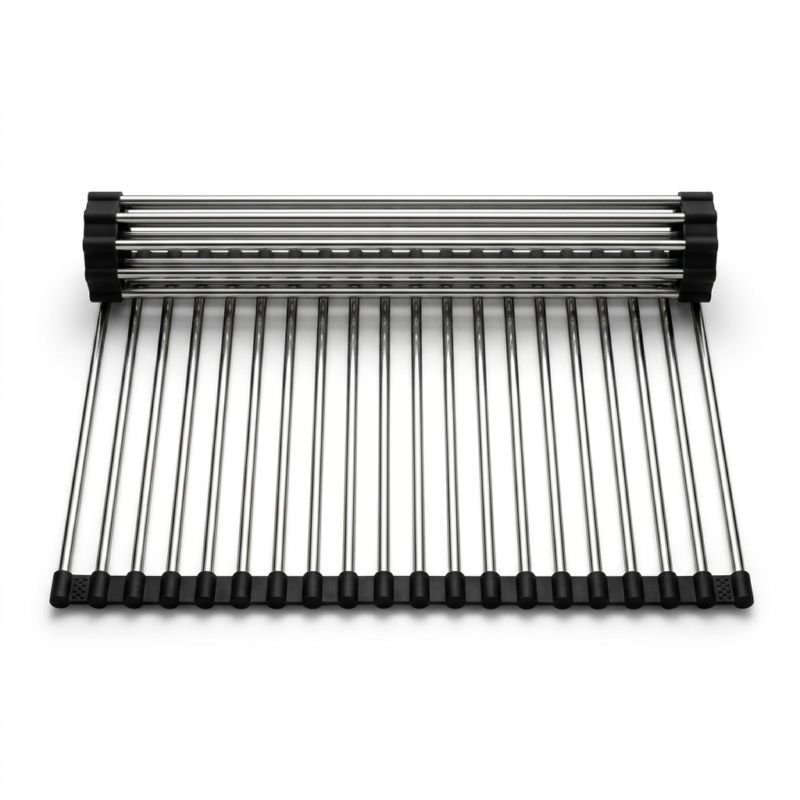 Escurridor de Platos Enrollable Multiuso de Acero Inoxidable