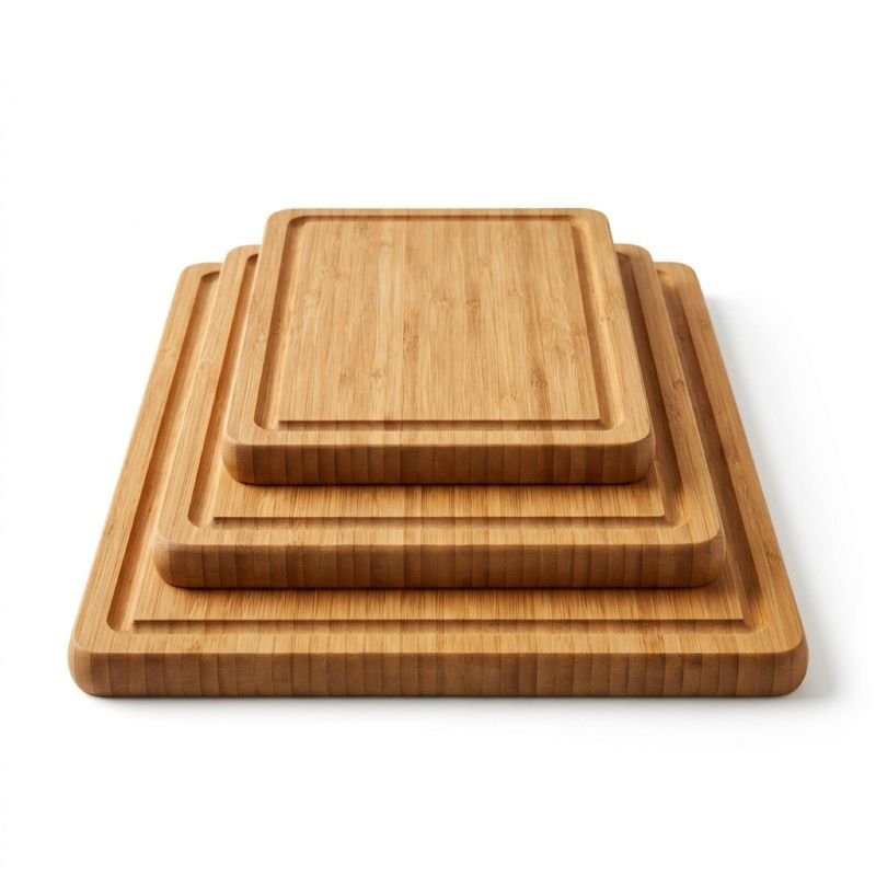 Juego de 3 Tablas de Cortar de Bambú Orgánico con Ranura Antigoteo