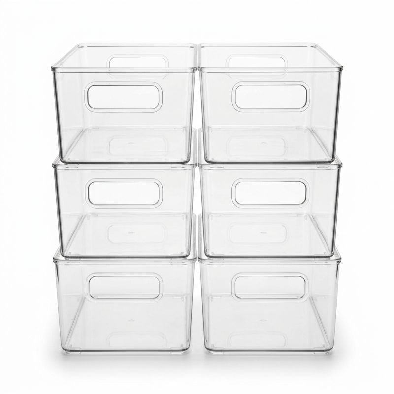 Set de 6 Contenedores Transparentes con Asas para Refrigerador
